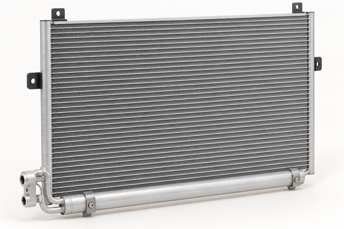 Natural aluminum A/C condenser reference for Opel OE 1850055 and Astra G